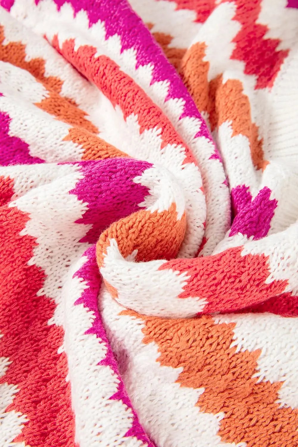 Pink Stripe V Neck Drop Shoulder Plus Size Sweater - Love Salve